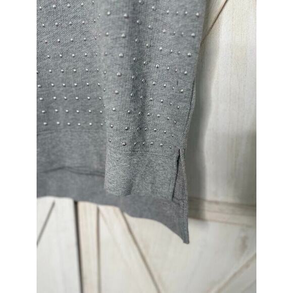 Michael Kors Womens Short Sleeve Top Grey Size Small Silver Embellish Cuff - Picture 2 of 7